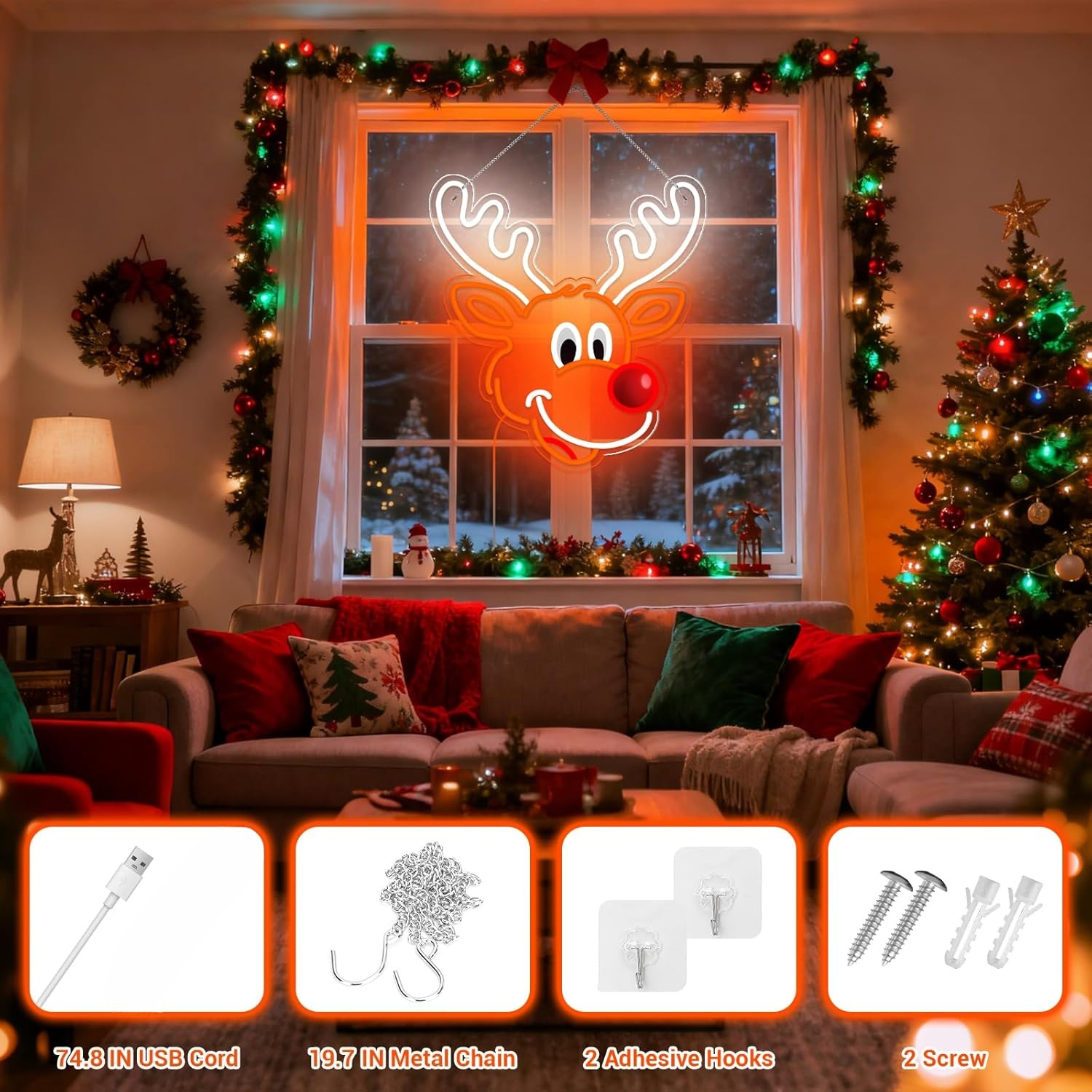 Cute Christmas Reindeer Neon S - Home Xmas Decor Ideas avis et prix