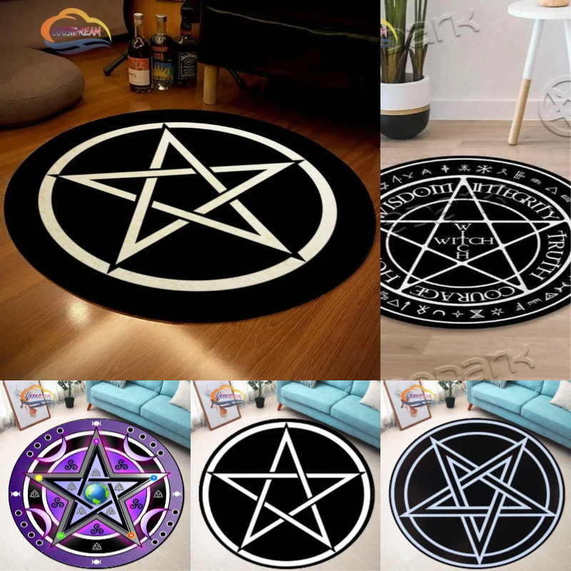 Round Black White Pentagram Ma - Home Decor Retailers avis et prix
