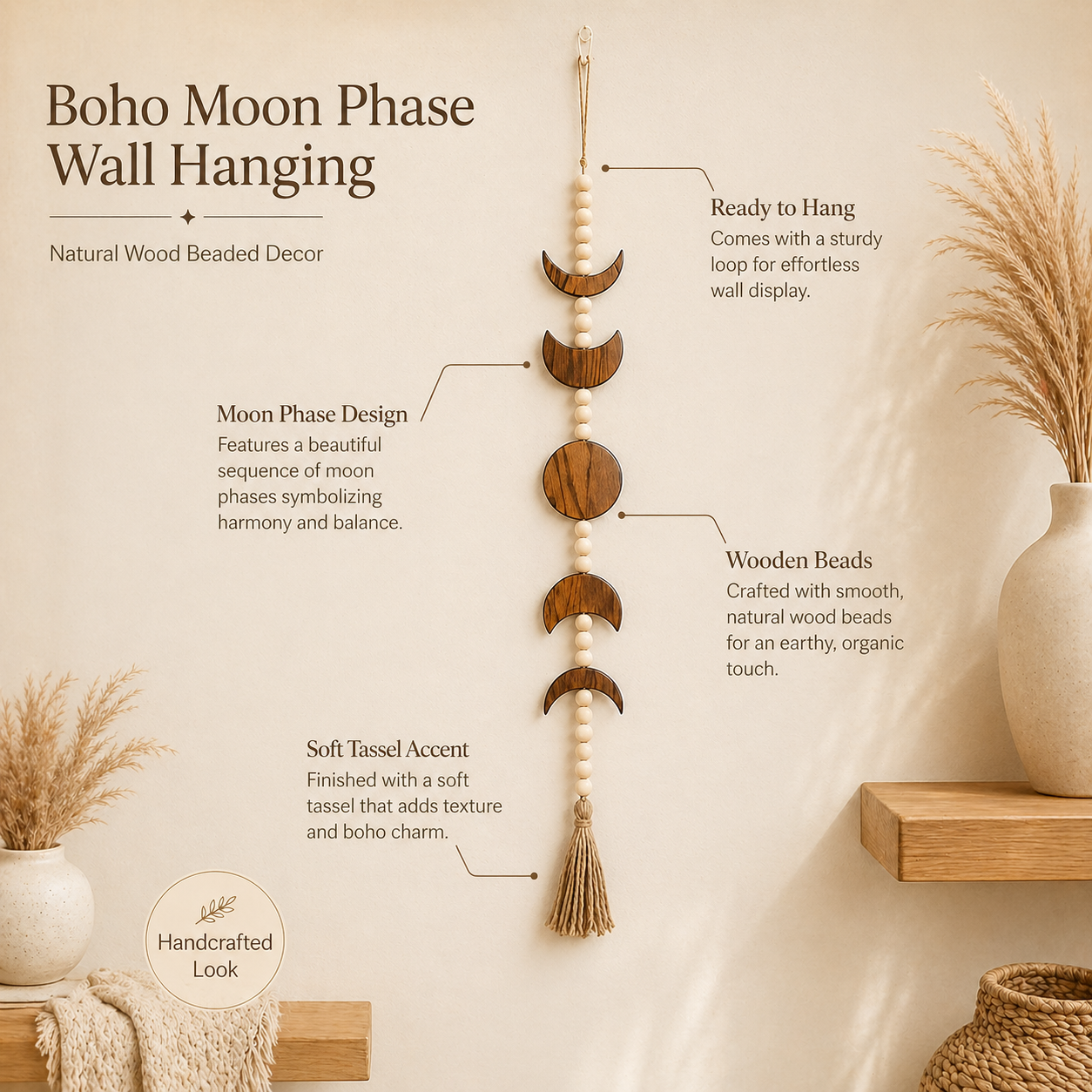 Boho Moon Phase Wall Hanging W - Boho Wind Chimes avis et prix